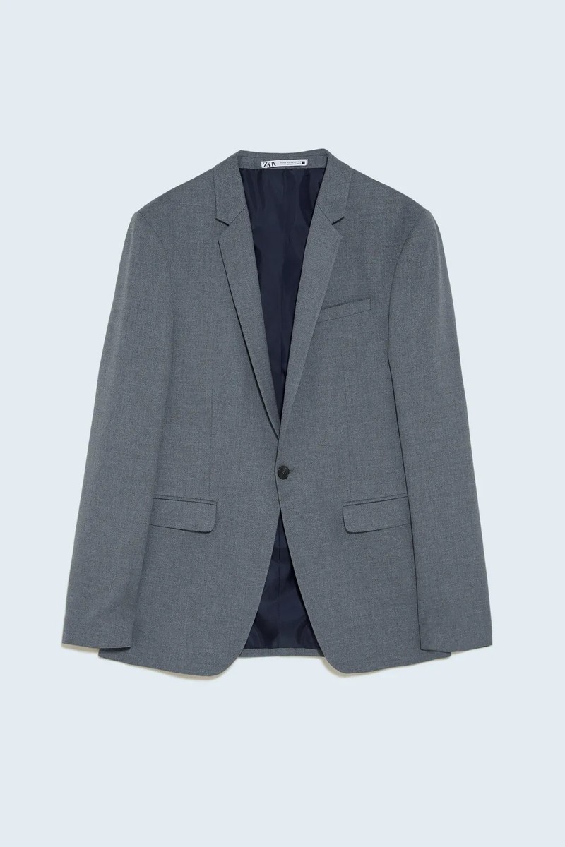 New Zara Textured Suit 2 Pieces Jacket 38 Pants 30 Gray 0706