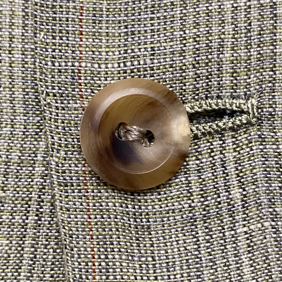 Blazer De Colección OXXFORD ROPA Seda Lana Lino Para Hombre Talla 40L Verde Salvia Glen Cuadros Foto 3 de 4