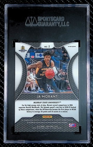 Ja Morant - 2019 Panini Prizm DP #2 Blue Prizm - RC - SGC 10 - Grizzlies - Foto 2 di 3