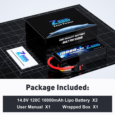 2x Zeee 14.8V 120C 10000mAh 4S Lipo Battery QS8 Plug Soft Pack for