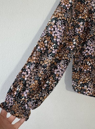 & Other Stories Women’s Yoke Silk Floral Blouse Top Size 6 Cottagecore Ruffle - Picture 7 of 10