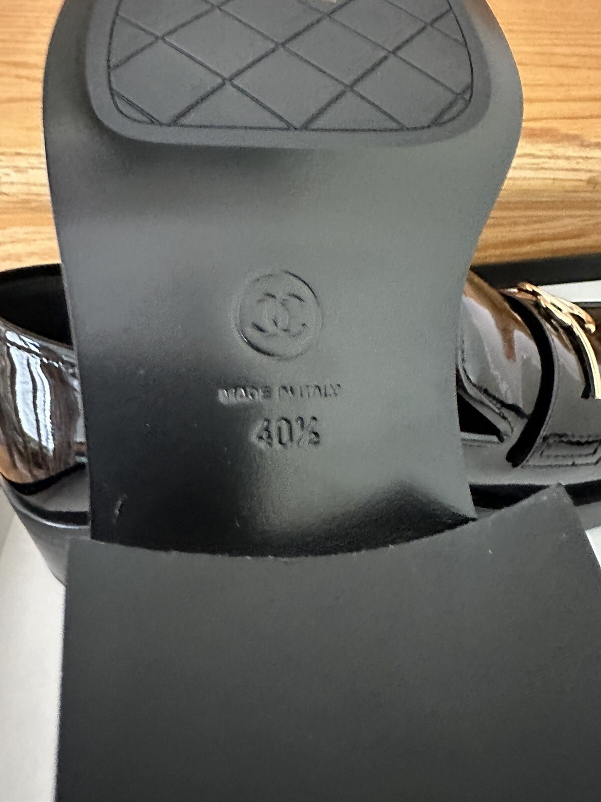 Chanel Shoes Loafers Flats CC Logo Black Size 40.5 NEW image 8