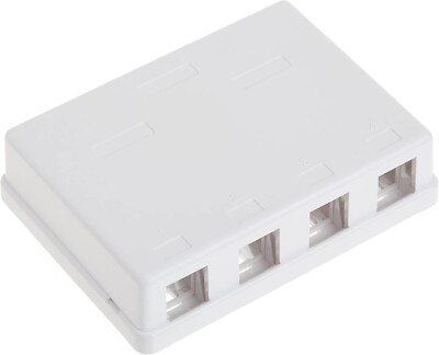 Lot of 2 X 4 Port Keystone Jack Surface Mount Box, White, for Networking