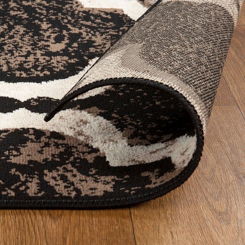 2' X 3' Chocolate Quatrefoil Power Loom Distressed Stain Resistant Area Rug - Picture 5 of 6
