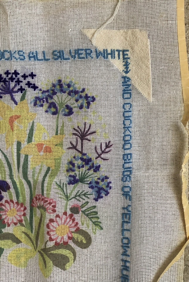Paint the Meadows Daisies Violets Erica Wilson Vtg. 1980 Needlepoint Canvas - Image 4 of 4