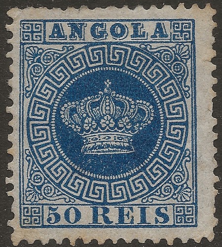 Angola 1881-5 Krone blau, P121/2, - postfrisch Falz