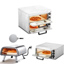14/16" Commercial Countertop Pizza Oven Electric Baking Oven Single/Double Deck