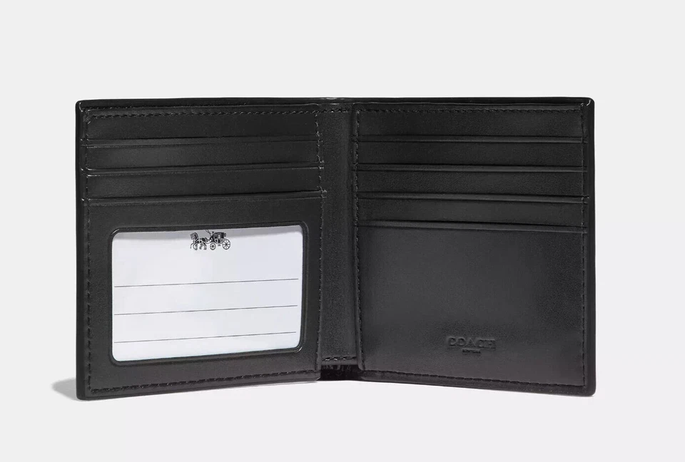 Cartera Billetera Coach para Hombre Carbón/Negro Firma Lona Identificación (66551) - Nueva con Etiquetas Foto 4 de 4