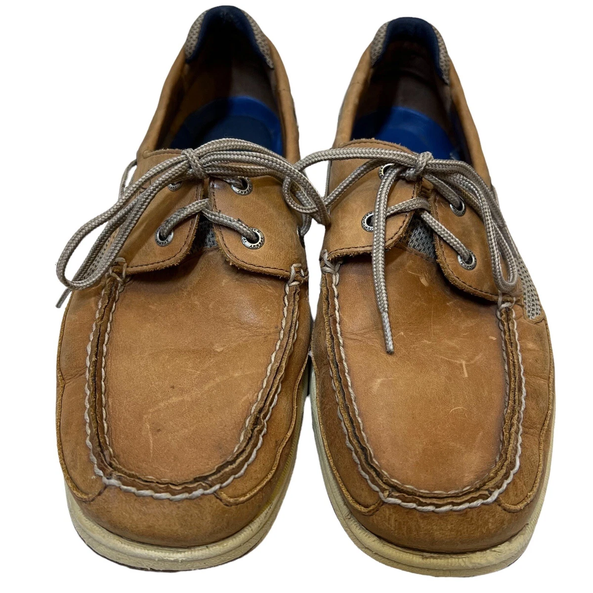 Sperry Men Lanyard Boat Shoe Nubuck Leather Tan Mesh 11.5 Cushioned Padded
