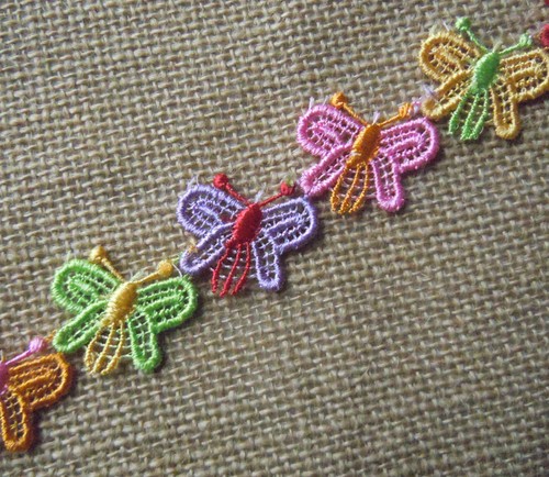 5-10 Yards Butterfly Rayon Venise Lace Green White Yellow Pink Colorful zhs16 - Picture 6 of 6