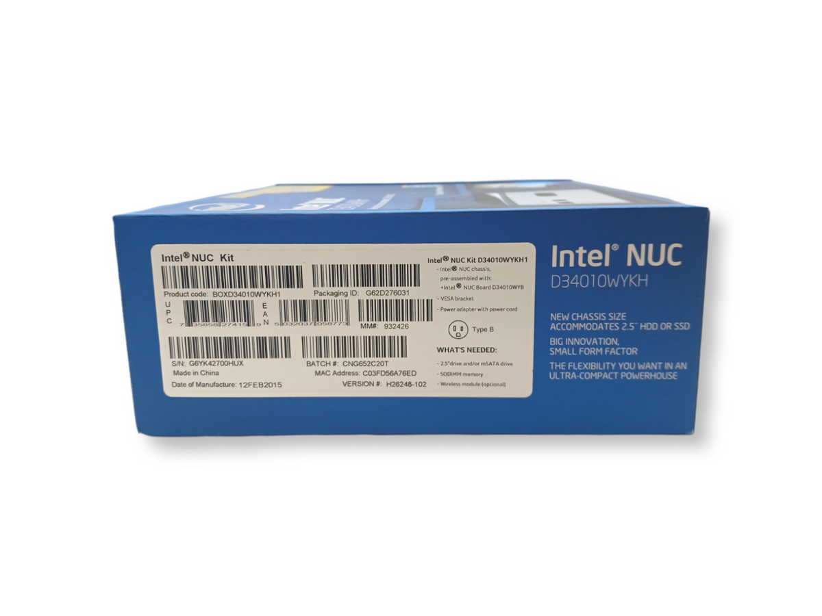 Intel Nuc Kit D3401WYKH BOXD34010WYKH1 Chassis i3-4010U Processor