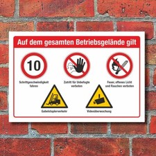 Schild Betriebsgelände Schritt fahren Gabelstapler Video 3 mm Alu-Verbund