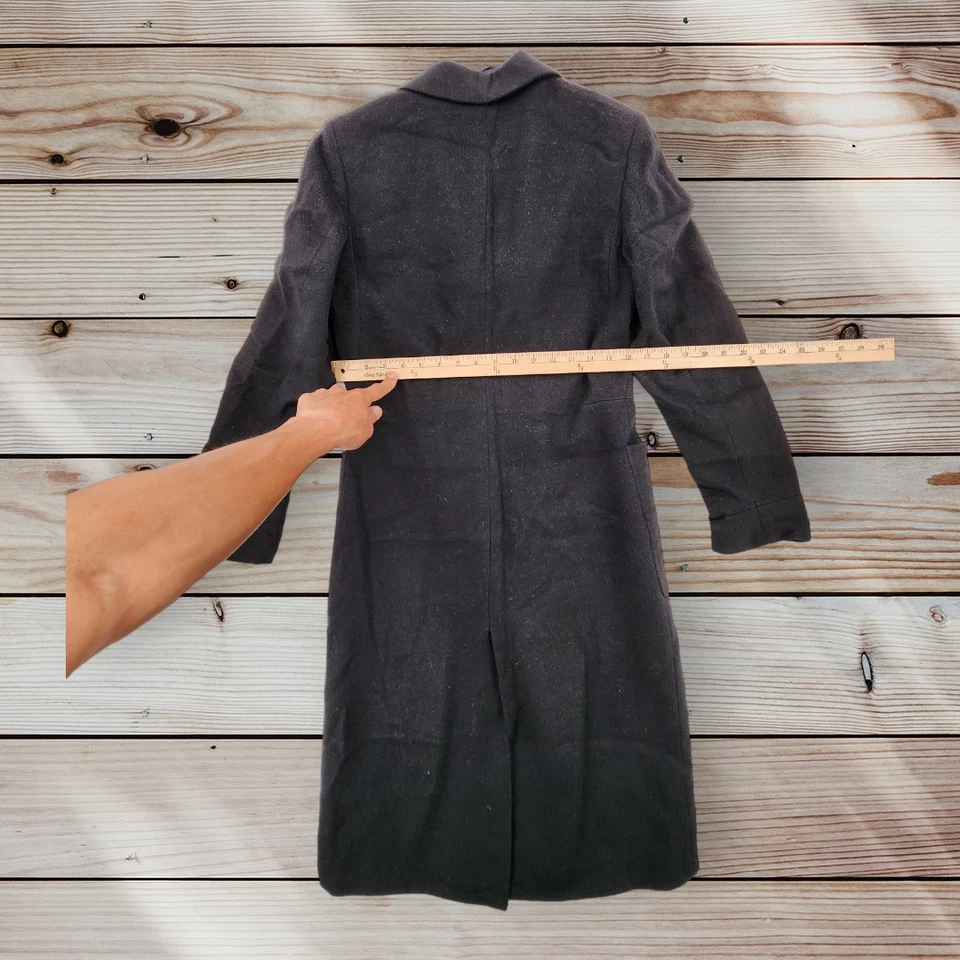 Gabardina vintage Salvatore Ferragamo para mujer 6 botones de lana chaqueta forrada negra Foto 4 de 4
