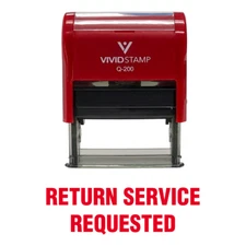 Return Service Requested Self Inking Rubber Stamp (Red Ink) - Medium
