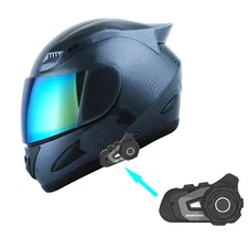 1Storm Motorcycle Bike Full Face Helmet Mechanic HJDJ11 + Bluetooth Headset