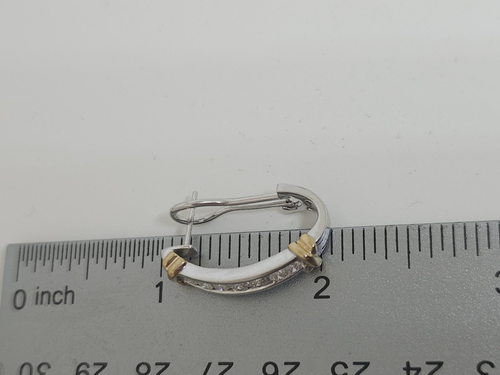 10k White Gold 1 Carat Natural Diamond Channel Set Omega Backs Earrings - Picture 17 of 20