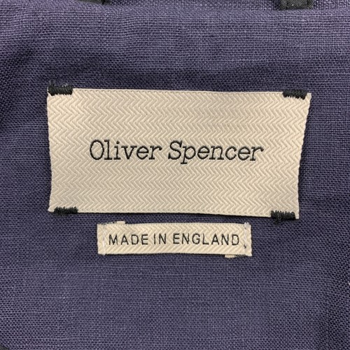 OLIVER SPENCER Talla 44 Azul Costuras en Contraste Lino Chaqueta con Cremallera - Imagen 5 de 5