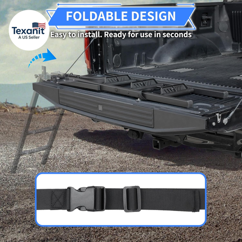 Universal Heavy Duty Pickup Truck Tailgate Ladder with Handrail, 45" Foldable Tr - Picture 2 of 12
