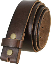 Genuine Full Grain One-Piece 100 Leather Plain Belt Strap with Snaps or Heavy-D