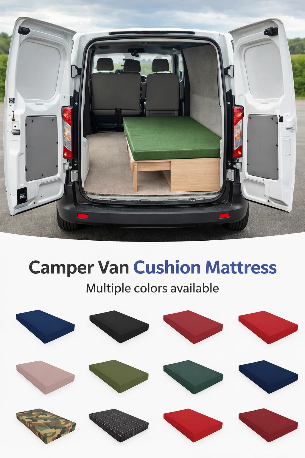 Camper Van Cushion Mattress memory Foam - Cut to Size - Waterproof Cover Cushion