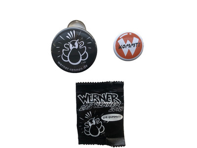 Set: Werner (BRÖSEL) - DAS RENNEN 2018 Fanartikel GIB GUMMI!