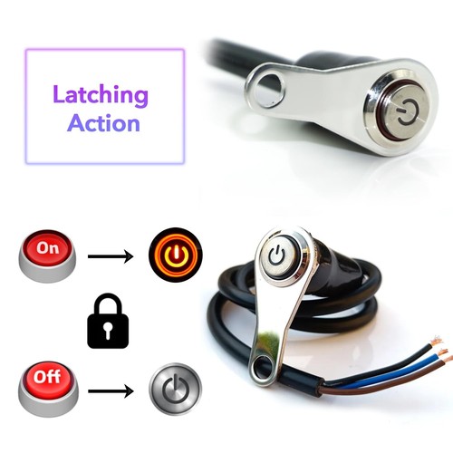 Motorcycle Universal Handlebar Light Power Control Switch Push Button Red - Picture 3 of 7