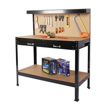 Steel Workbench with Pegboard and Drawer 48" W x 24" D x 63" H Black Workshop