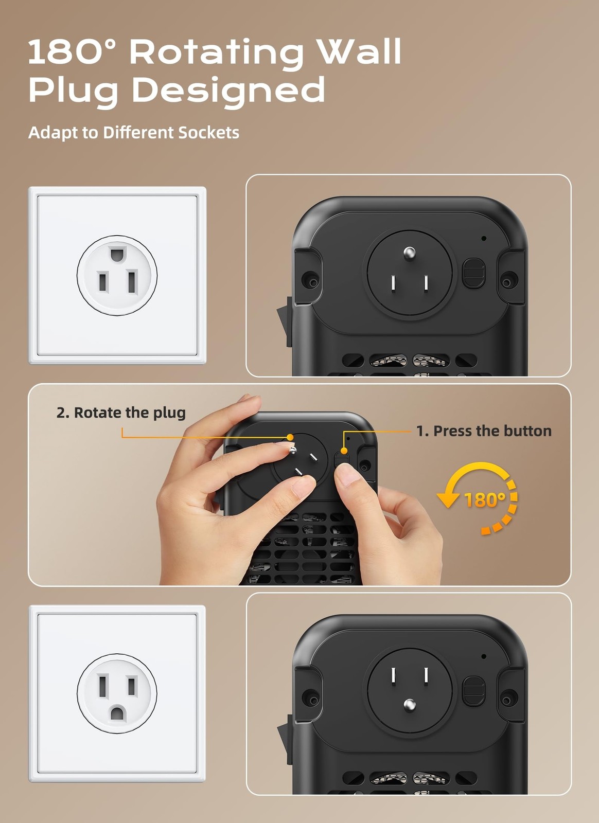 Minetom Portable Plug In Space Heater, 800W Small Wall Heater for Indoor Use,...