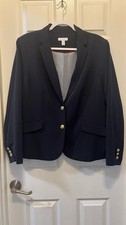 Charter Club Women's Single Breasted/Double Button Blazer Navy Size 14