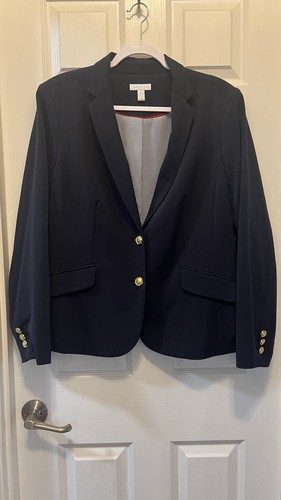 Charter Club Women's Single Breasted/Double Button Blazer Navy Size 14