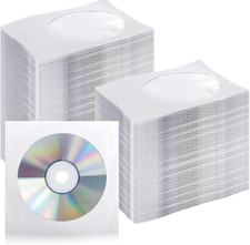 1000 Pack Thick White Paper CD DVD Sleeves Envelope with Clear Window