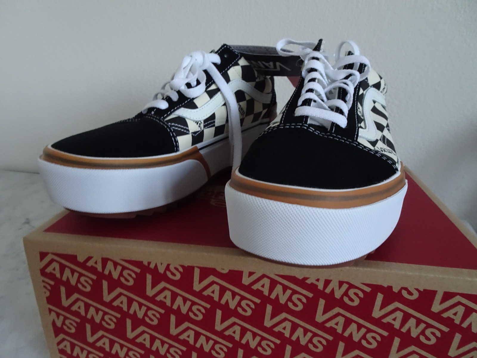 Vans Old Skool Checkerboard Stacked Sneakers ~ Men's 7.5 ~ Women 9 ~ New in Box thumbnail 5