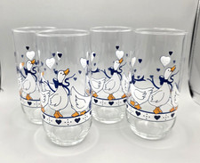 Vintage Geese Drinking Glasses Blue Ribbon Tu...