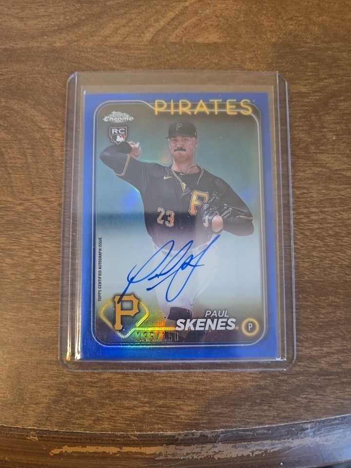 2024 Topps Chrome Update Series Autographs Paul Skenes #RA-PS (AU, RC) Blue /150