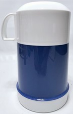 Thermos 10 Oz. Wide Mouth Food Jar With Storage Compartment Blue/White