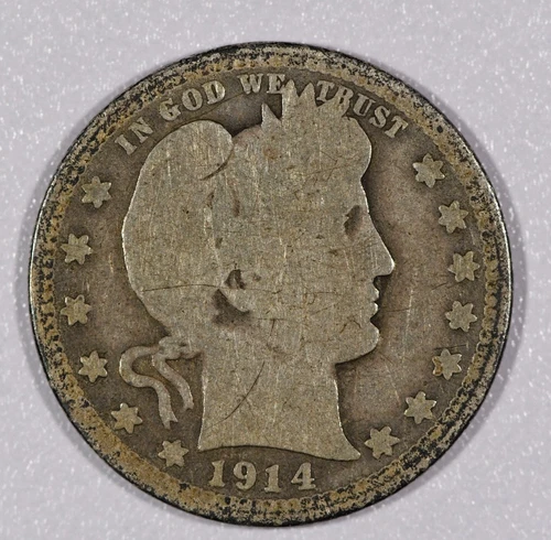 1914-P "Liberty Head" Barber Quarter-Dollar, Almost Good