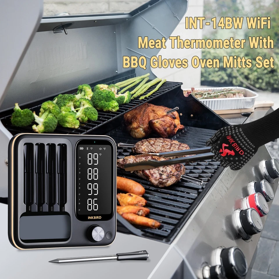 Inkbird 4-Probe Wireless Meat Thermometer BBQ Gloves Three-Mode WiFi Bluetooth - Image 3 of 4