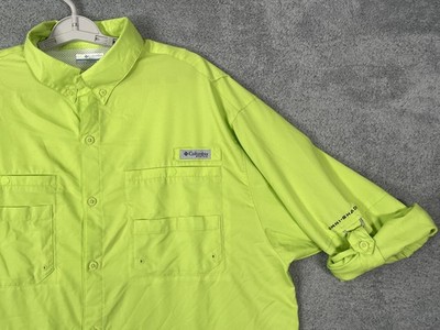 Columbia Shirt Mens XL Green Long Sleeve PFG Omni-Shade Fishing Top Performance
