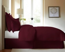Cotton Collection 300-Thread-Count Cotton Twin Bed Skirt in Burgundy 39 x 75in