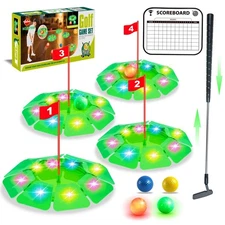 VATOS Light up Golf Putting Game Set - Glow Mini Golf Toy with 4 LED Holes, 4...