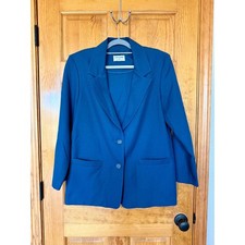 Vintage Alfred Dunner Women's Blue Two Button Blazer Jacket Size 12 Made in USA