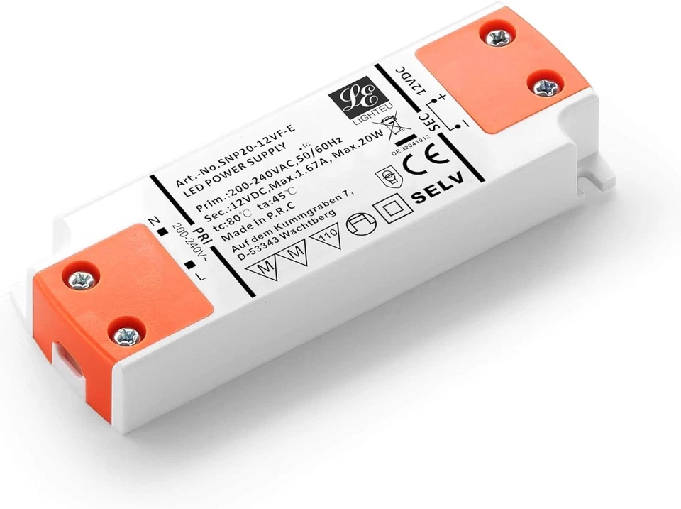 LIGHTEU, Transformer LED Power Supply - 20W, 12V DC, 1.67A - Constant Voltage - Image 3 of 3