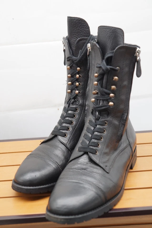 BOTA DE COMBATE MILITAR MANOLO BLAHNIK LUGATA NEGRA TALLA 40 / US 9 $1295MSRP Foto 3 de 4