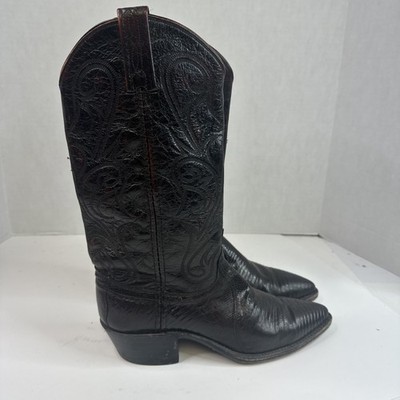 Dan Post Teju Lizard Western Boots Women 8M Black Cherry Vintage 14045
