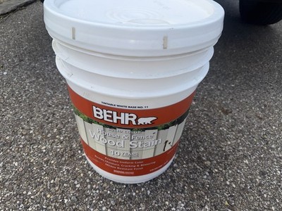 Behr Solid Color Exterior Wood Stain White 5 Gal Mildew Resistant for Fences