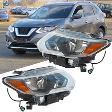 For Nissan Rogue 2017 2018 2019 Headlight Driver & Passenger Projector Halogen