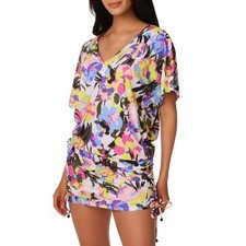 Bar III Paradise Garden Drawstring Caftan Cover-up In Multi