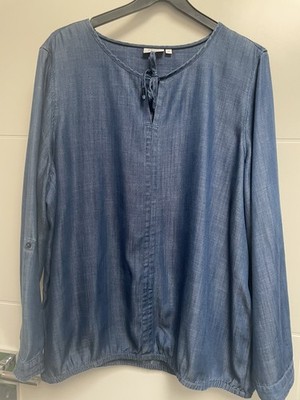 Cecil XL XXL Tunika Bluse Hemd Blau wie Jeans Lyocell Elastischer Saum neu