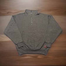 Vintage 90s Russell Athletic Quarter Zip Sweatshirt USA Made Gray Size M