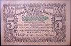 1930 s 5 Cent FRACTIONAL Note Wrigley's Gum Currency CRISP AU  1c  START AUCTION — photo 1